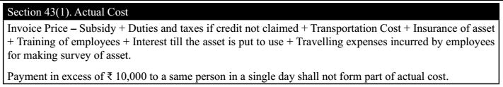 Section 43(1) : Actual Cost of Assets